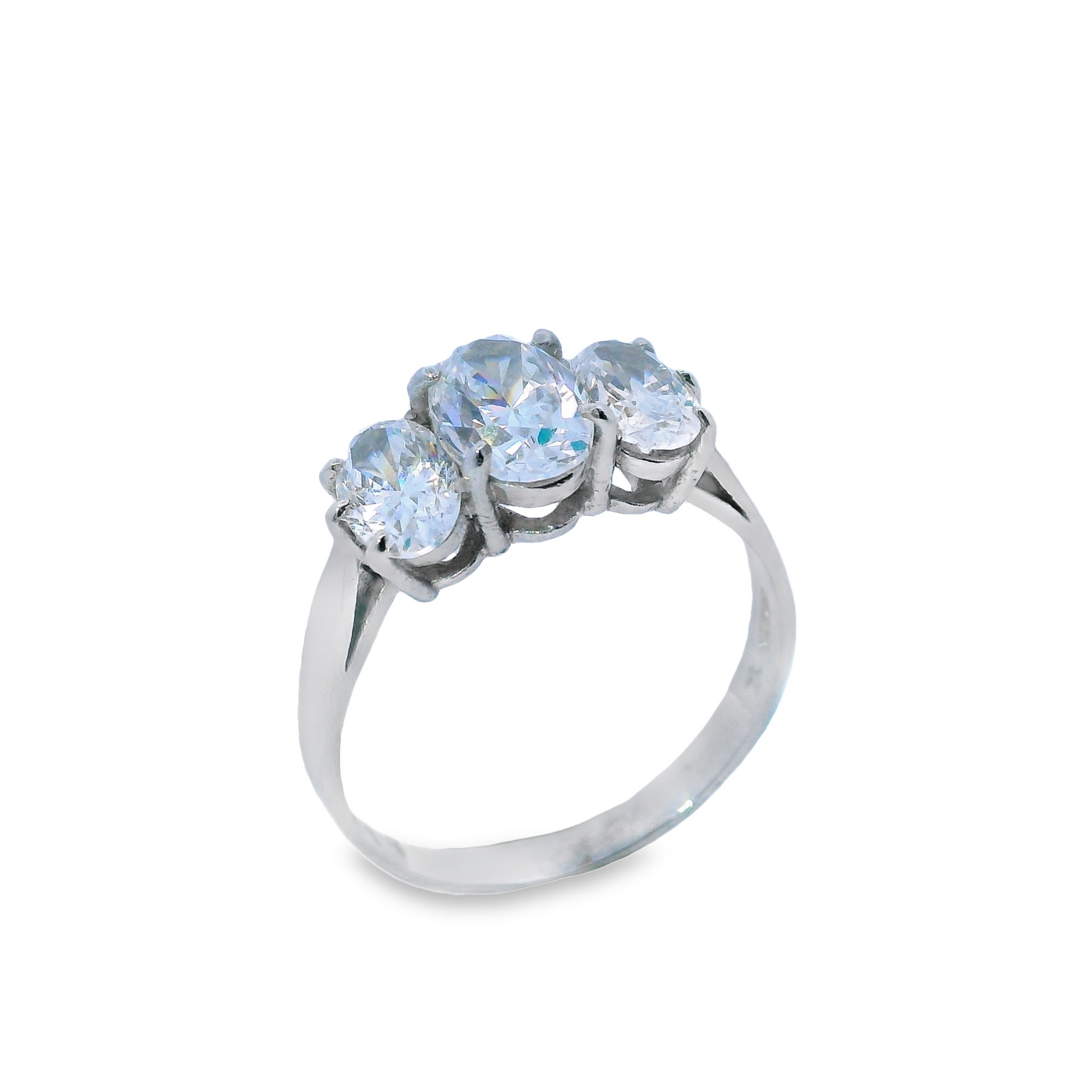 Three Stone Claw Set Oval Dress Ring