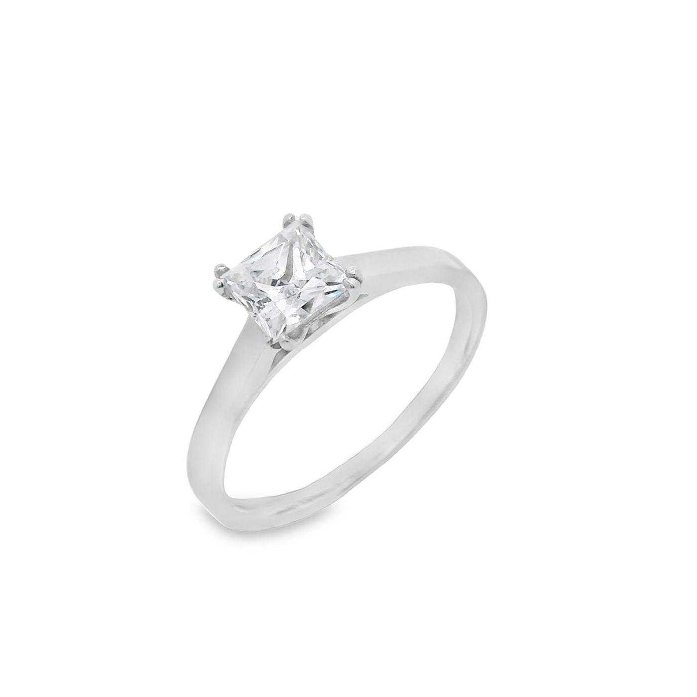 9ct Gold Princess Cut Double Claw Single Stone