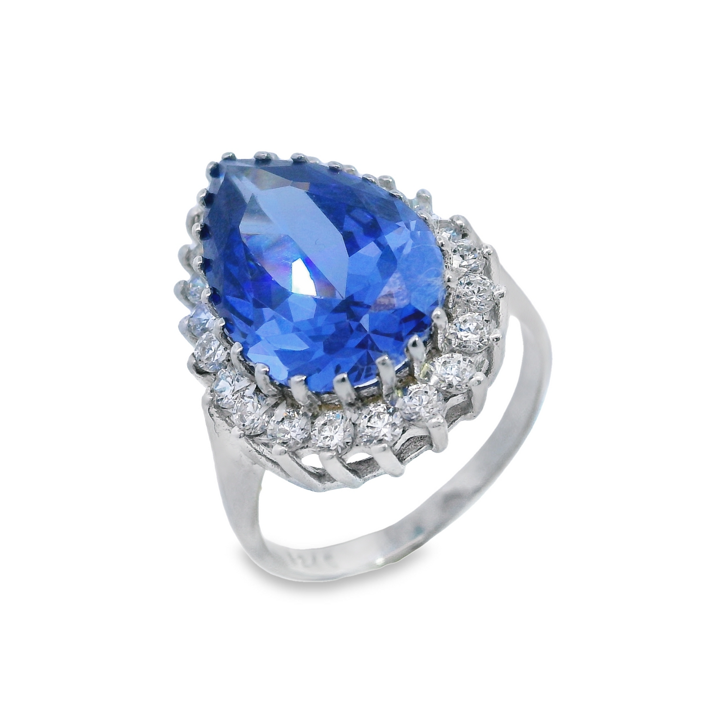 Pear Shaped Gemstone and CZ Cluster