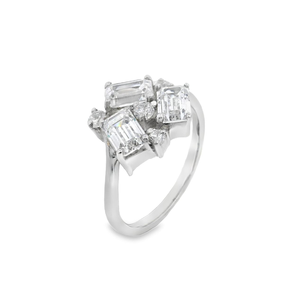 Emerald Cut And Round Dress Ring