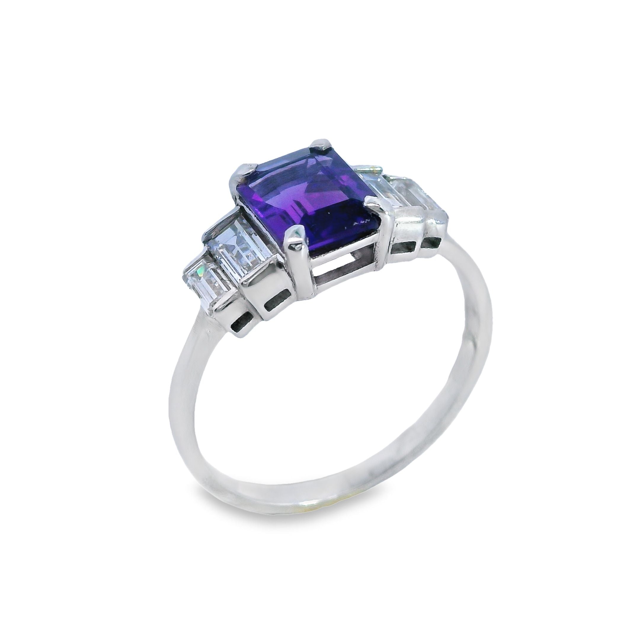 Emerald Cut Stepped Baguette Dress Ring
