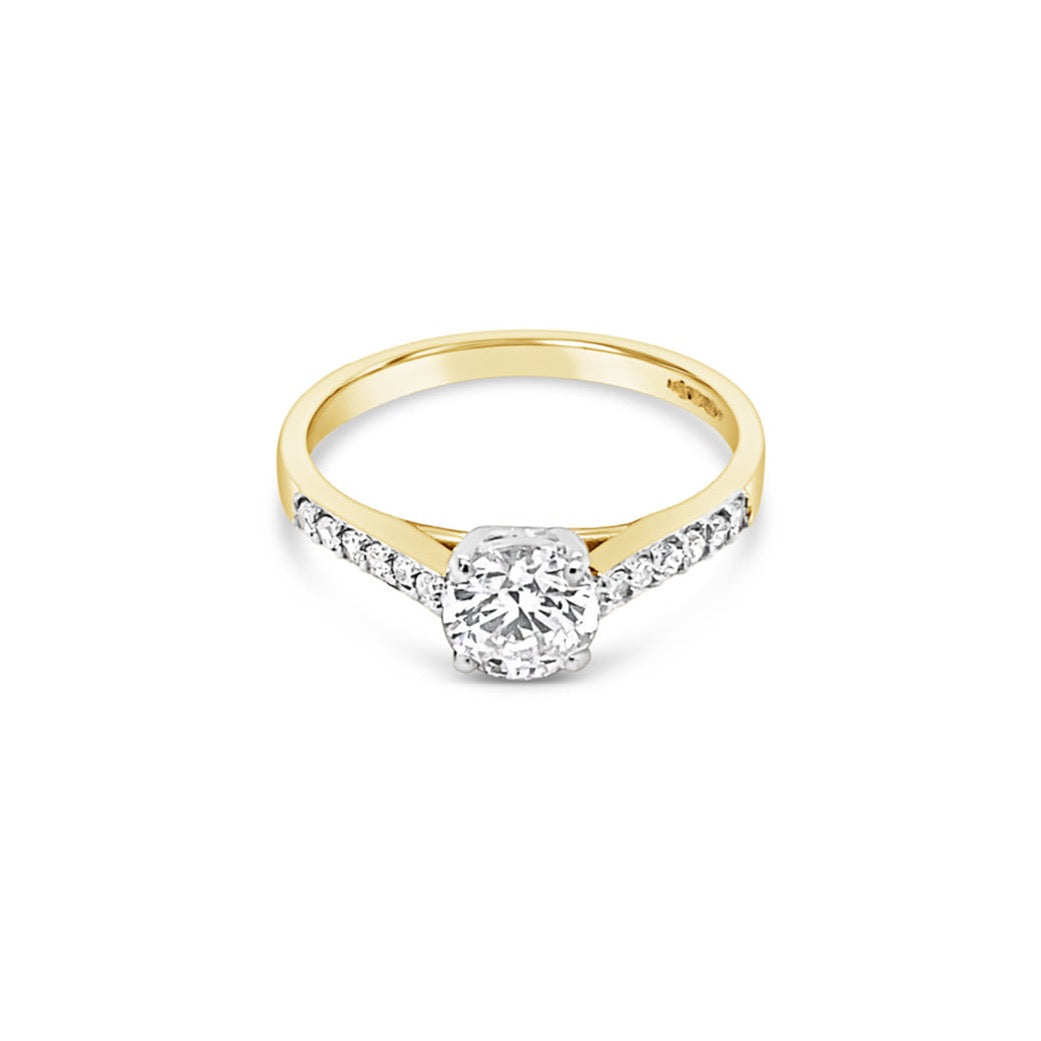 9ct Gold CZ Solitaire with Set Shoulders